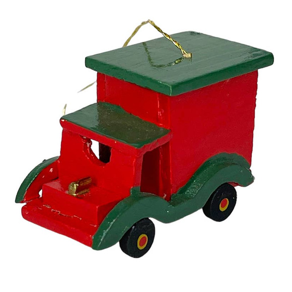Vintage Wooden Truck Red and Green Christmas Ornament - Picture 8 of 8